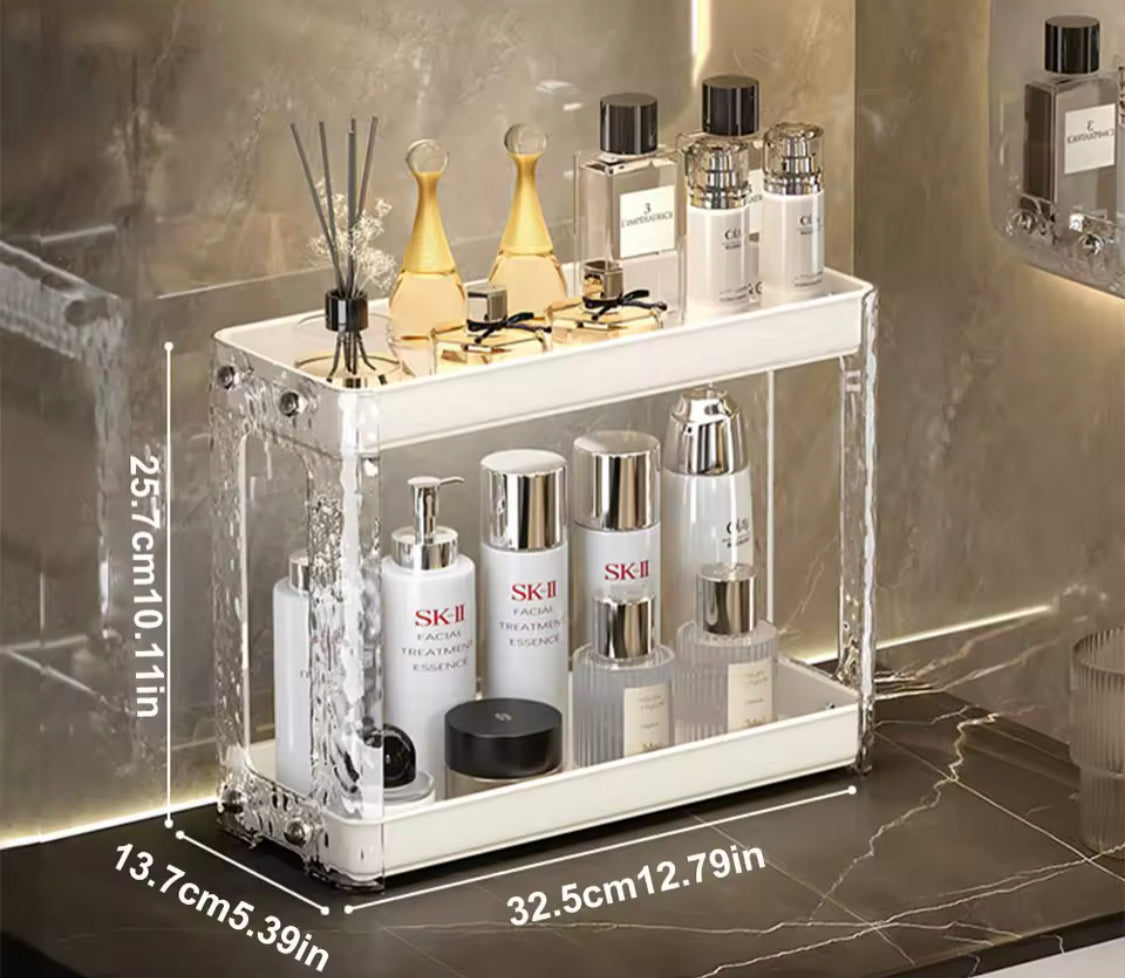 2 Layers Bathroom Organizer Rack, Kitchen Organising Spice Shelf Rack, Double Layer Elevated Storage Rack 2 Layers Bathroom Organizer Rack, Kitchen Organising Spice Shelf Rack, Double Layer Elevated Storage Rack
